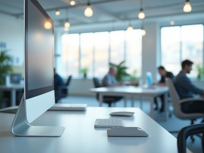 Modern design agency office space showing computers that are automatically backed up